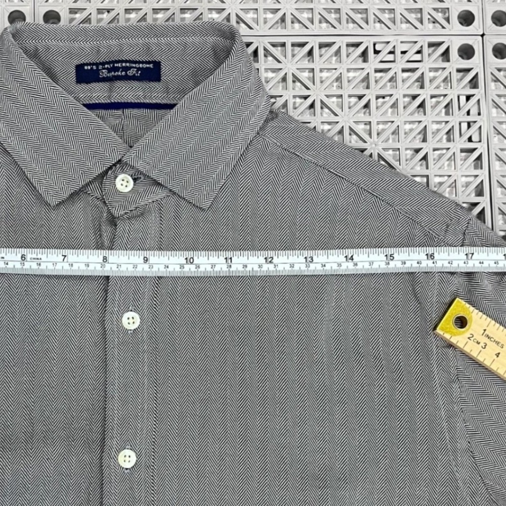 Austin Reed Button Down Shirt Medium Gray‎ Herringbone 80s 2-Ply Bespoke Fit - Picture 10 of 12
